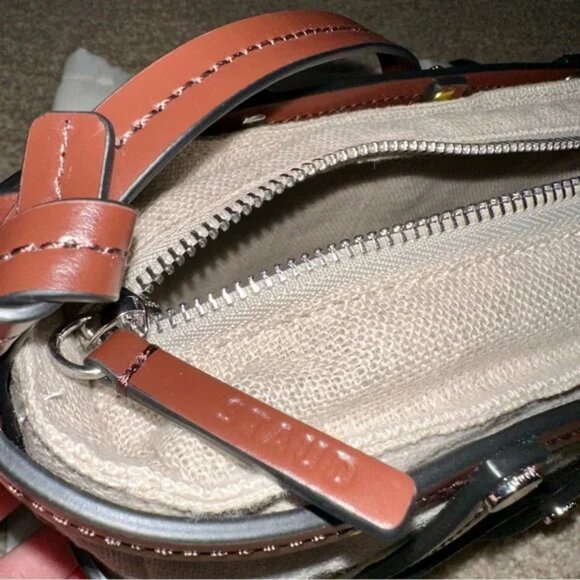 NWT STAUD Sebastian Caged Leather &Linen Shoulder crossbody bag NEW w/ dust bag - Picture 14 of 16